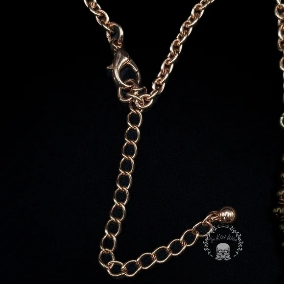 ROSE Gold Toned Faux Howlite Bib Statement Necklace with Rhinestone Accents - Picture 5 of 5